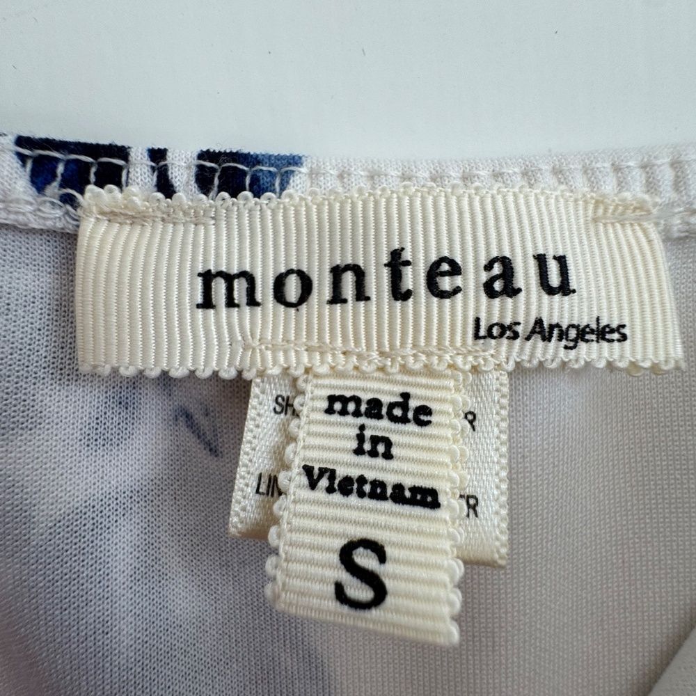 Monteau LA Blue & White Floral Dress Size S - Picture 4 of 6